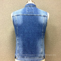 Men's cotton denim double pocket vest jacket